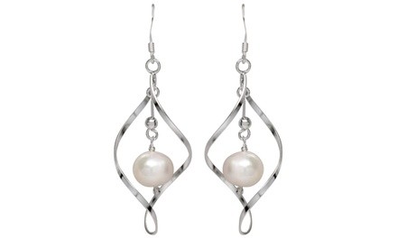 Freshwater Pearl Dangle Earrings in Sterling Silver