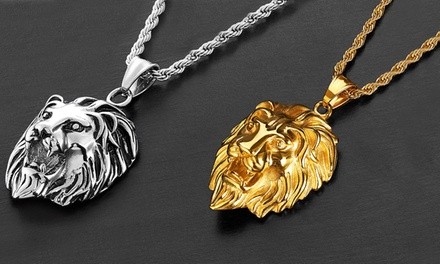 Lion Head Pendant and Chain