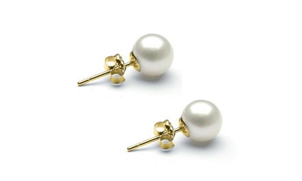 4.00 CTTW Genuine Cultured Pearl Earring in 18K Gold 