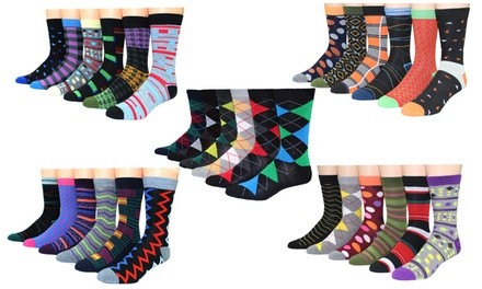 Men's Premium Colorful Cotton-Blend Dress Socks (12-Pairs)