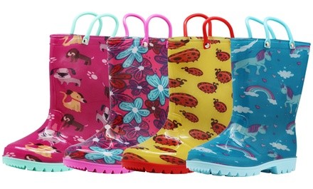 NORTY Girl's Waterproof PVC Rain Boots - Toddlers to Big Kids