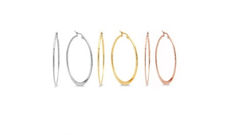 Set Of 3 Stainless Steel 40mm Hoop Sets