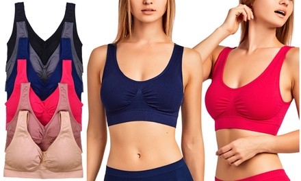 Low Impact Ruched Center Padded Sports Bras (6-Pack)