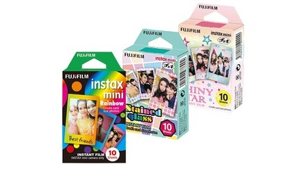 Fujifilm Instax Mini Film. Rainbow - Staind Glass - Shiny Star Film. 10 of each