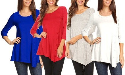 MOA Collection Women's Lightweight Fashion Button Tunic Top S-3X