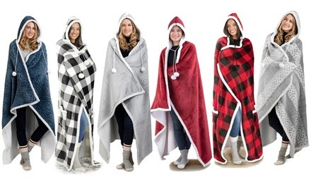 Luxury Hoodie Sherpa-Lined Throw Blanket