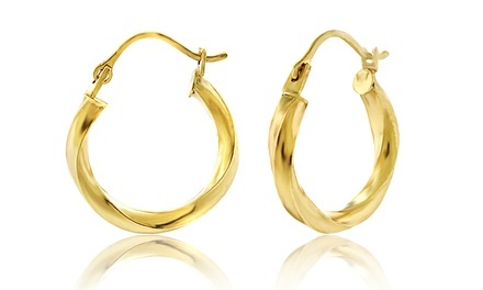 14K Yellow Gold Twisted Hoop Earrings