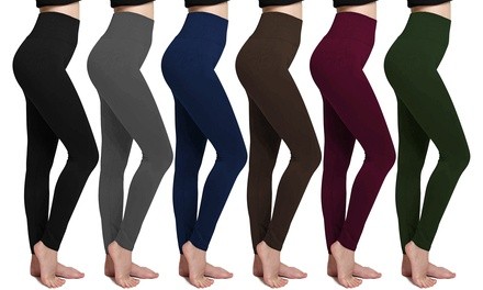 6-Pack Women's Cozy Fleece-Lined Seamless Leggings