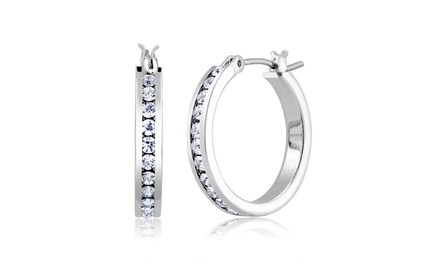 Cubic Zirconia Hoop Round Earrings