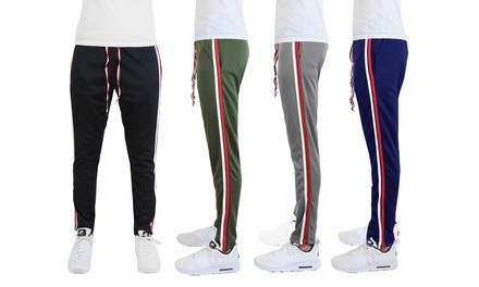 Galaxy by Harvic Men's Slim Fit 2-Color Side Stripe Track Pants