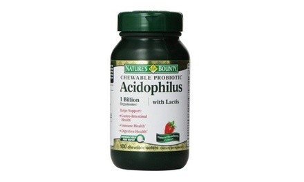 Nature's Bounty Probiotic Acidophilus Bifidus Chewable Wafers 100 Ct