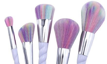 Unicorn Multi-colored Brisled Makeup Brush Set (10 Piece)