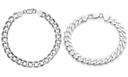 Heavyweight Curb, Rope or Figaro Bracelets in Italian Sterling Silver