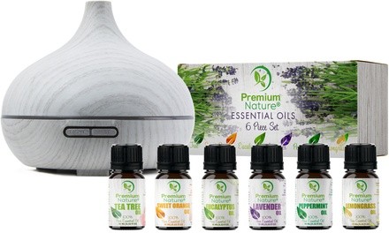 Premium Nature Aromatherapy Diffuser and Essential Oils Gift Set (7-Piece)