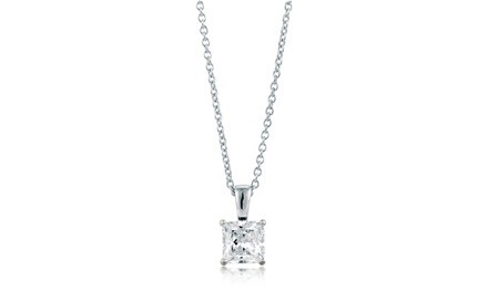 Sterling Silver Princess Cut 3 Ct White Cubic Zirconia VS1 Necklace