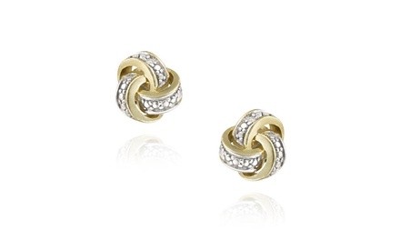 18K Gold Plated Diamond Accent Love Knot Earrings