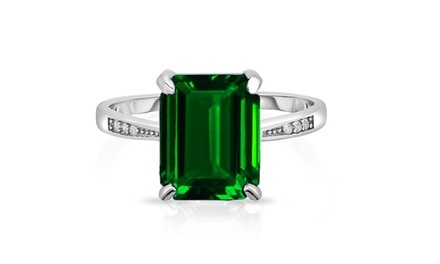 4.00 CTTW Emerald Sterling Silver Ring by Valencia Gems