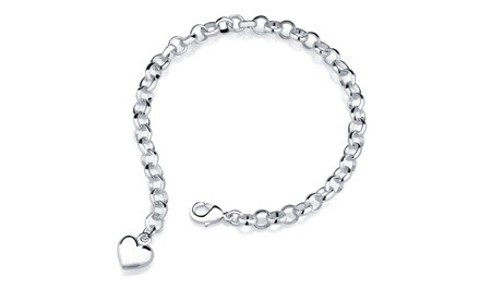 Heart Charm Bracelet in Sterling Silver Plating 