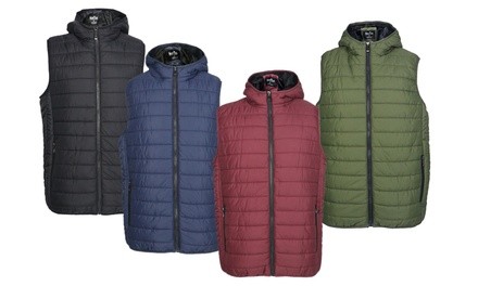 LeeHanTon Men's Solid Full-Zip Bubble Hooded Vest (S-2XL)