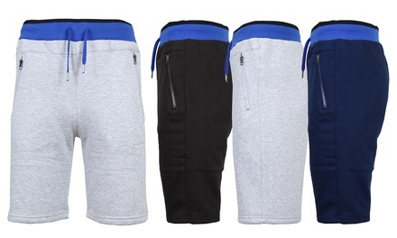 3-Pack Men's Fleece Jogger Shorts with Zipper Pockets (S-2XL)