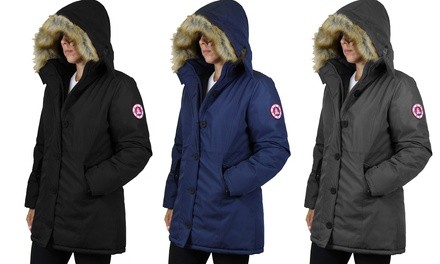 Spire By Galaxy Women's Stormy Heavyweight Parka with Detachable Hood. Plus Sizes Available.