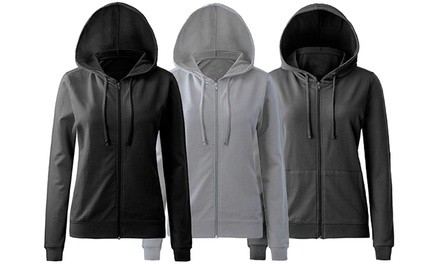 Women's Loose Fit Fleece Zip Hoodie Sweatshirt (2-Pack)