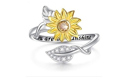 Women Cute Small Fresh Daisy Sunflower Open Adjustable Ring