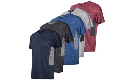 Real Essentials Men's Active Dry-Fit V-Neck T-Shirt (S-2XL; 5-Pack)