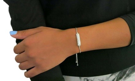 Italian Sterling Silver Adjustable Bar Bracelet Made with Swarovski Elements (Multiple Options)