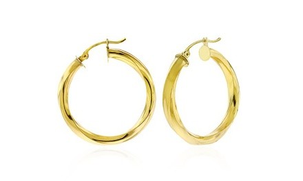 14K Gold 20mm Thick Twisted Hoop Earrings by Rebecca Milano