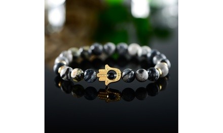 Hamsa Obsidian Stretch Bracelet