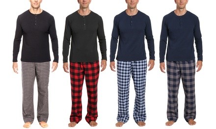 Noble Mount Men's 100% Cotton Flannel Pajama Set with Pockets