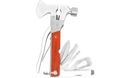 17-in-1 Hammer-Ax and Pliers Stainless Steel Multi-Tool with Belt Pouch