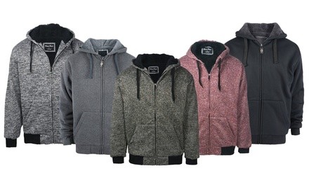 LeeHanTon Men's Marled & Solid Soft Sherpa Zip Up Hoody (S-5Xl)