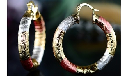 18k Gold Plated Lite-weight Hoop Earrings 