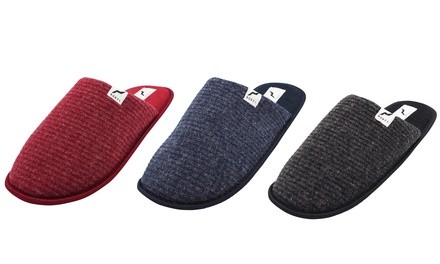 Norty Men's Ribbed Knit Scuff Slippers