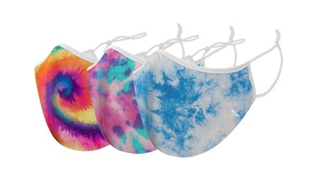 Tie Dyed Double Layer Reusable Face Mask With Adjustable Loops (3-Pack)