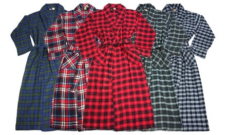 Norty Men's Soft Brushed Cotton Flannel Bathrobe (S–2XL)