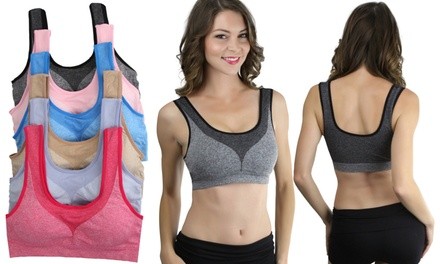 Women's Contrast Accent Padded Sports Bras (6-Pack)