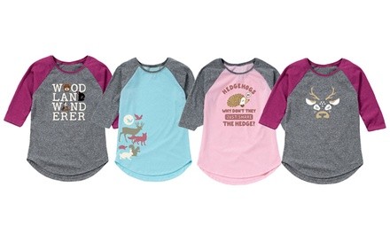 Instant Message Kid's Woodland Cute Animal Raglan Tee