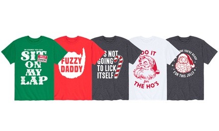 Men's Humorous Christmas Graphic Tee. Extended Sizes Available. 