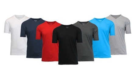 Galaxy by Harvic Men's Fitted Cotton-Blend V-Neck Tees (5-Pack)(M-3XL)