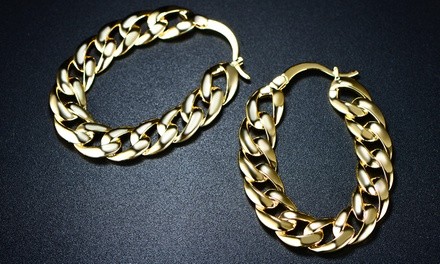 18k Gold Plated Curb Chain Earrings By Sevil