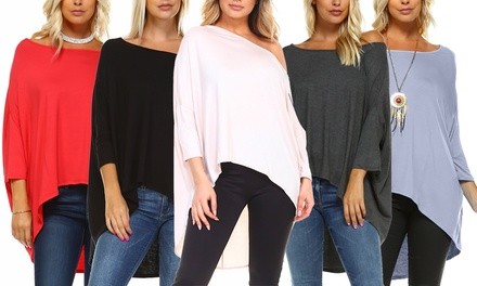 Isaac Liev Women's Baggy Batwing Off-Shoulder Top