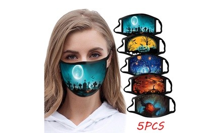 5PC Unisex Halloween Mixed Color Printing Anti-sputum Protective Mask