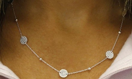 Solid Sterling Silver Station Diamond-Cut Disk Necklace. Multiple Styles Available.
