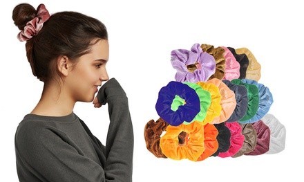 Velvet Elastic Hair Tie Scrunchies (20-80-Pack)