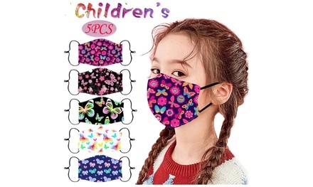 Hot 5PC Children Can Wash and Reuse Cute Printed Masks