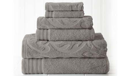 Jacquard Medallion Swirl 100% Cotton Towel Set (6-Piece)