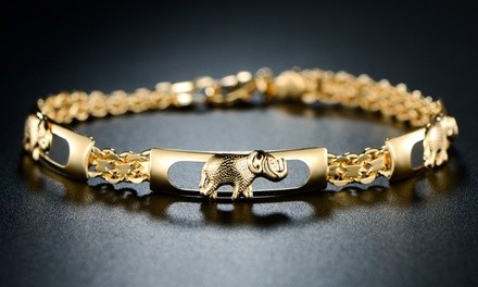 18k Gold Plated Lucky Elephant Parade Bracelet 